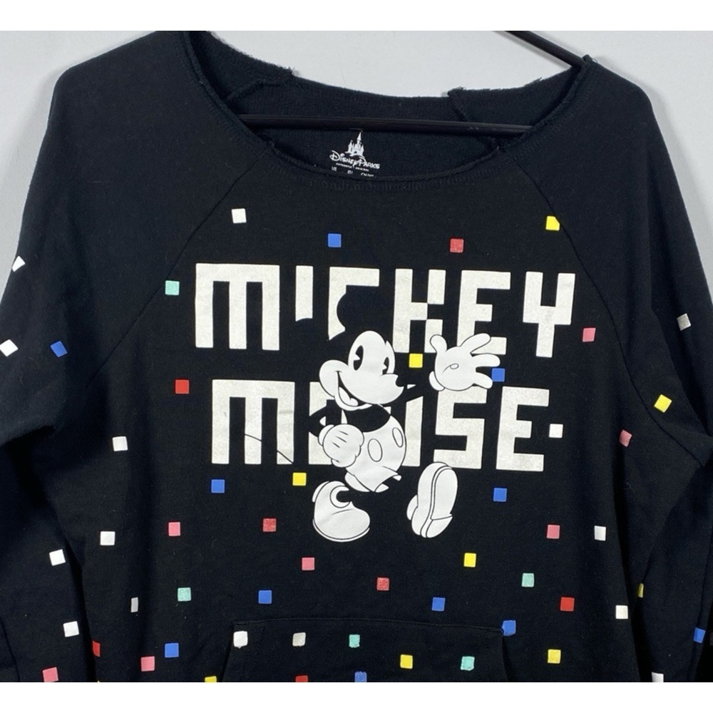 Walt Disney Parks Mickey Mouse Raw Neck Line Kangaroo Pocket Sweatshirt XL‎
